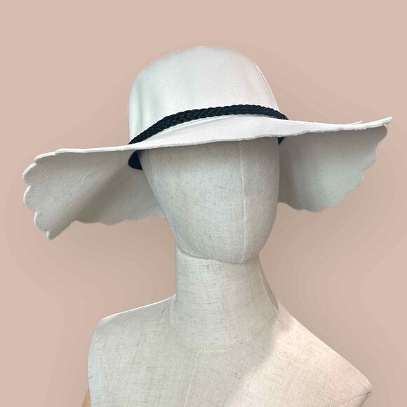 NWT Nordstrom BP. Women's Scallop Wide Brim Felt Hat- One Size - Ivory - Picture 3 of 6